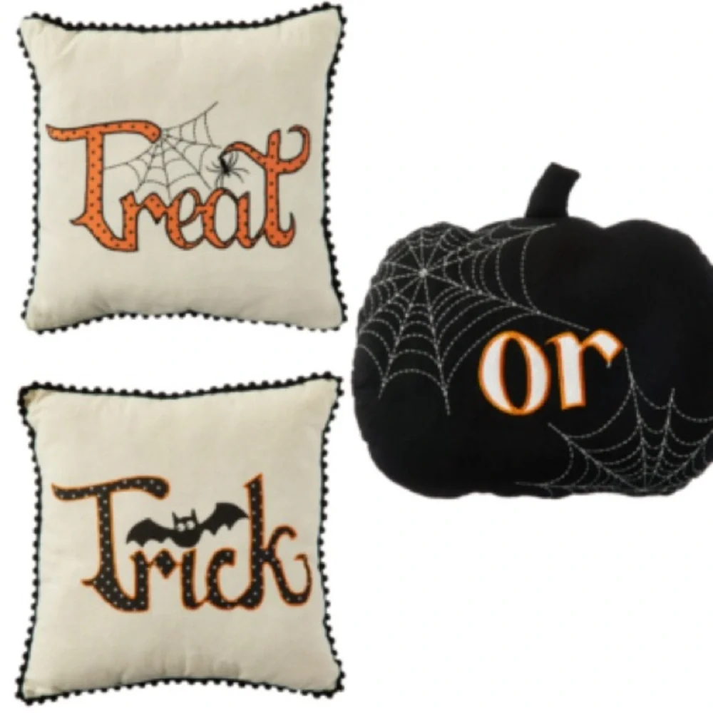 EXCHANGE Halloween Pillow Set - Black, White, and Orange